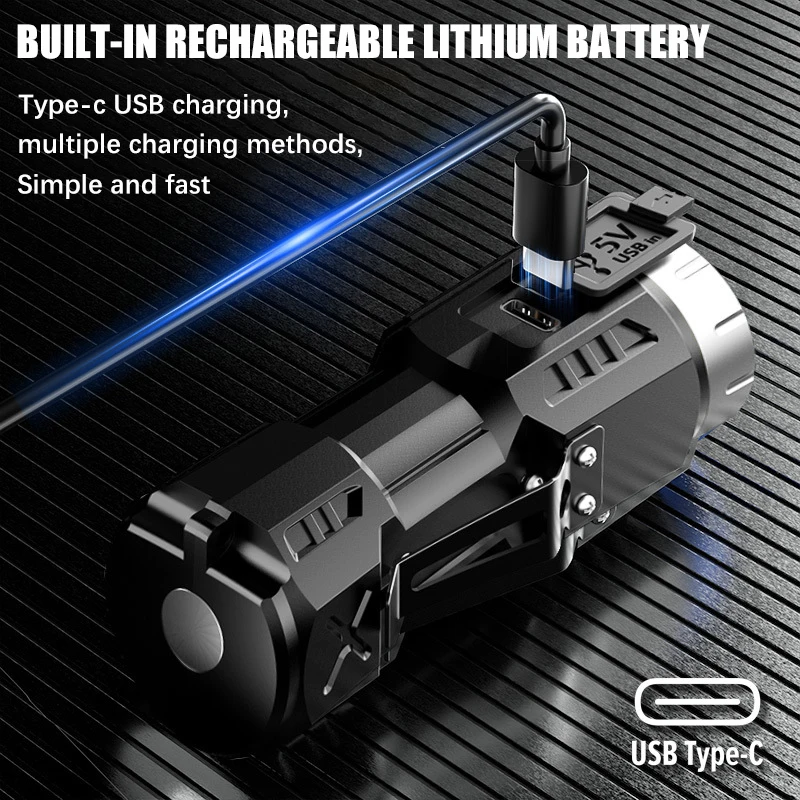 Hochwertige 4/6/8*P35 LED-Taschenlampe, superhell, Mini-Taschenlampe, USB wiederaufladbar, mit Schwanzmagnet, Notfall-Erkundungslampe für Höhle Außenbereich
