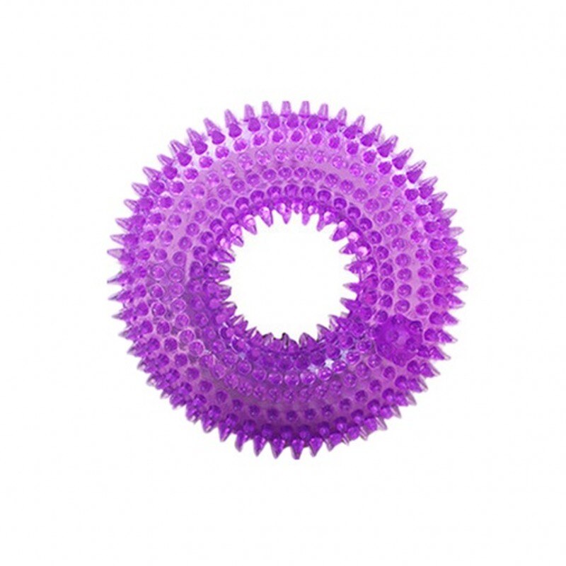 Funny Chew Toy for Golden Retriever Large Dogs Training Thorn Circle Ring Small Dog Toys Sound Interactive Pet Toys: Purple / S