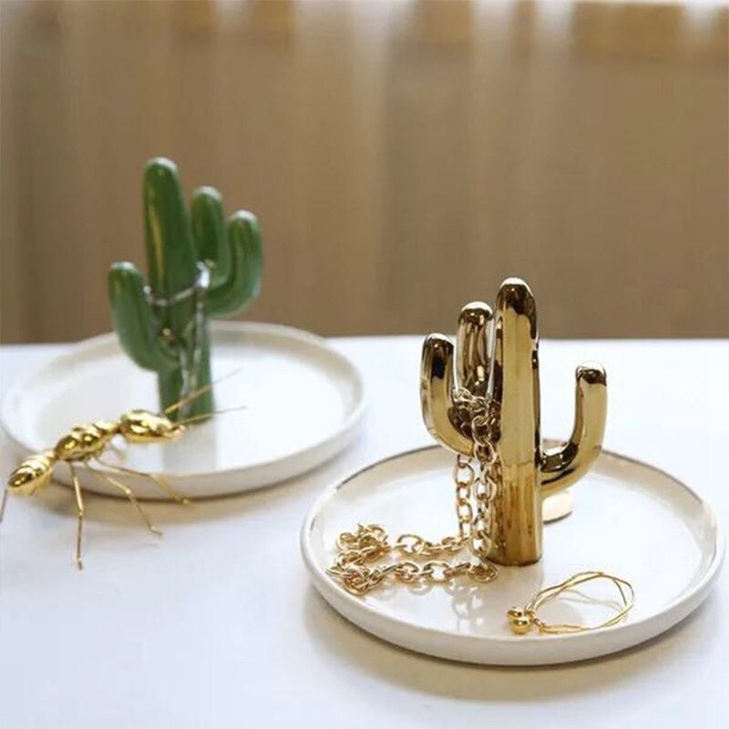 nordisch Stil Goldene Kaktus Keramik Schmuck Platt...  Grandado