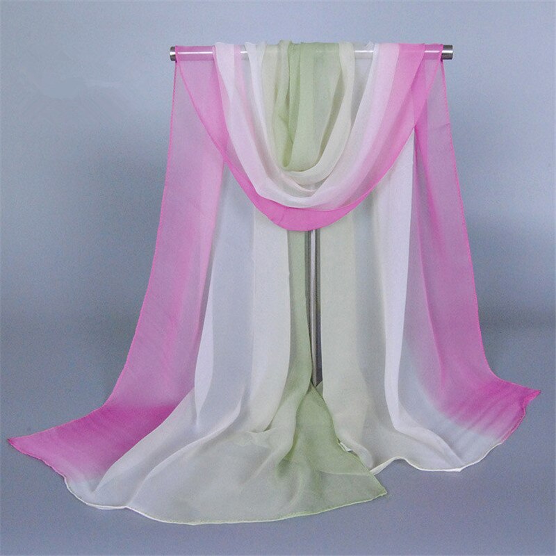 Foulard Hijab en mousseline de soie pour femme musulmane, nouvelle de luxe, châle de couleur dégradée, Poncho, Bandana, à la: 12