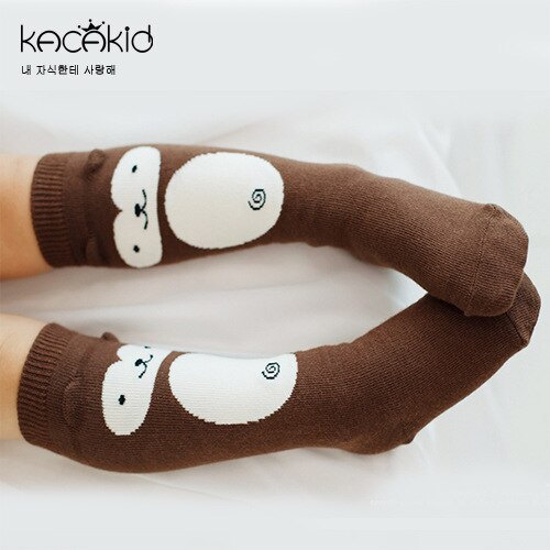 1 par unisex adorável meias do bebê na altura do joelho menina menino bebê da criança meias bonito dos desenhos animados animal crianças meias infantis de algodão macio 0-24m: Coffee Monkey / 24 m