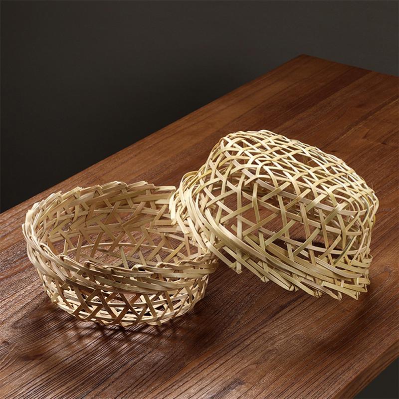 Bamboo Woven Oyster Basket Mini Oyster Container Oyster Storage Jar for Home Office Restaurant (Size S)