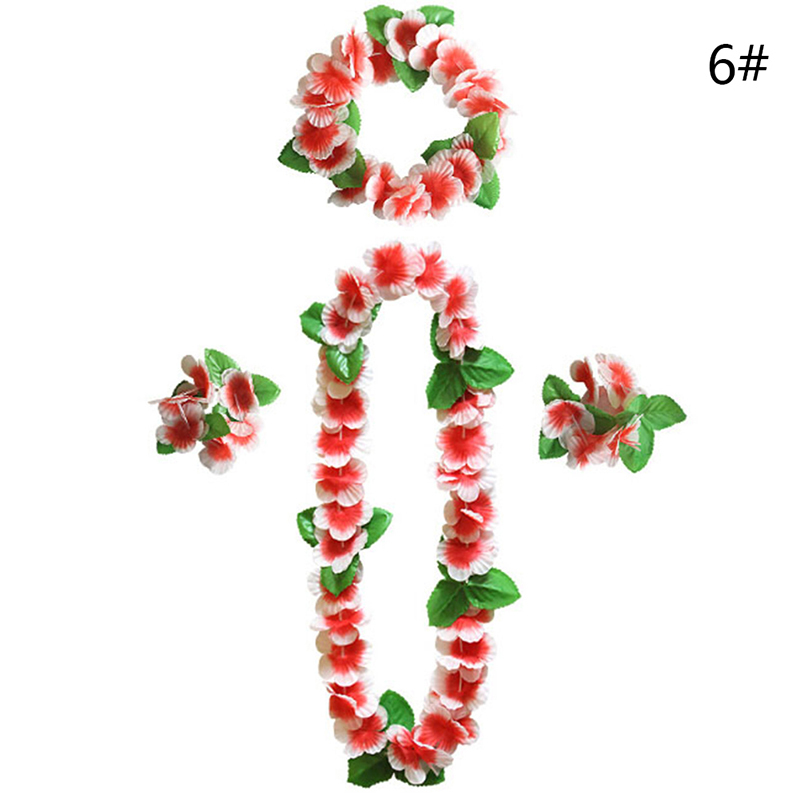 4 stk/sæt fancy kjole kunstig hawaiiansk blomst leis guirlande halskæde fest hawaii strand sjove blomster gør-det-selv fest dekoration: F