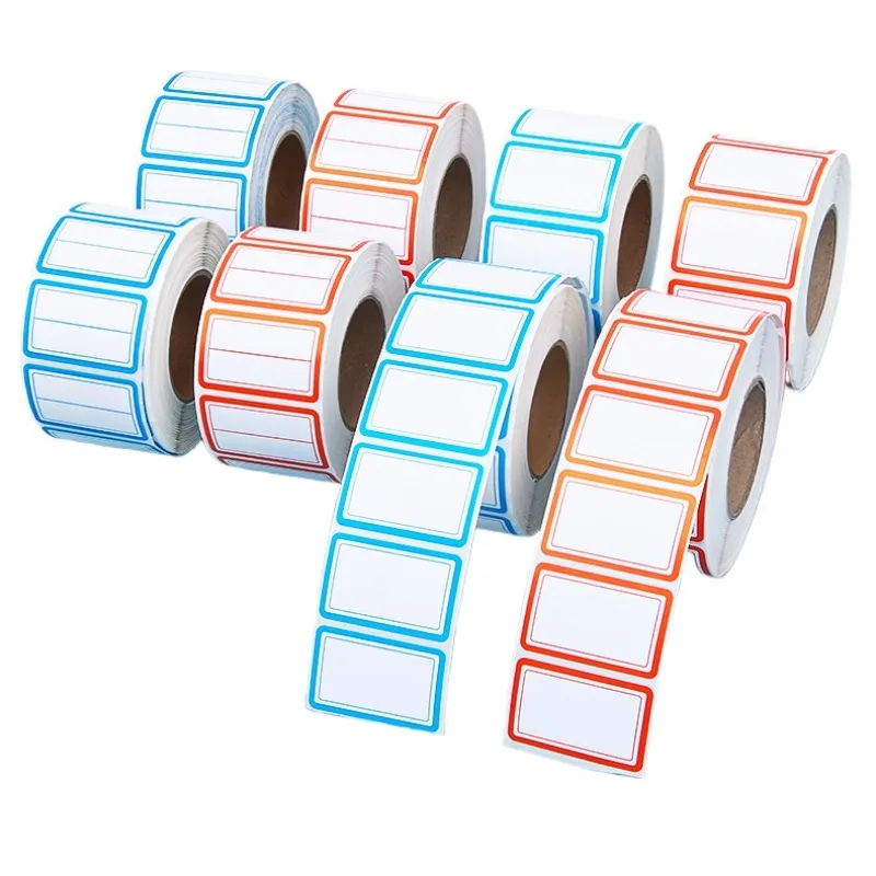 1 rulle = 1000 stk. selvklæbende etiketter til pakning, skrivning, produktkategori, pris, papir, etiketter, rød, sløret farve, emballage, forsyninger