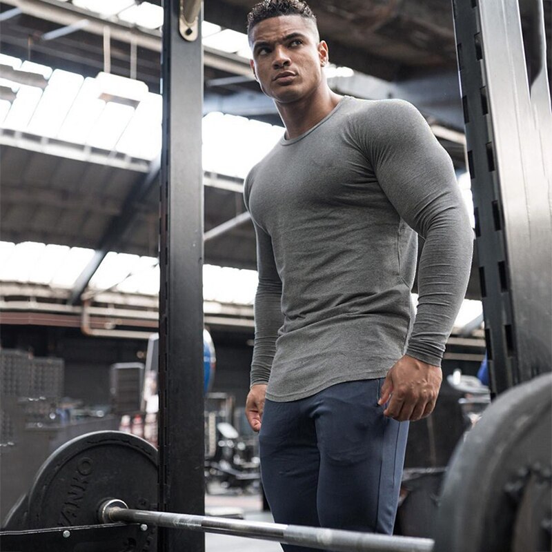 Herfst Heren Running Lange Mouw T-shirt Mannen Gym T-shirts Mannelijke Bodybuilding Tee Shirts Casual T-shirt Voor Man Sportkleding