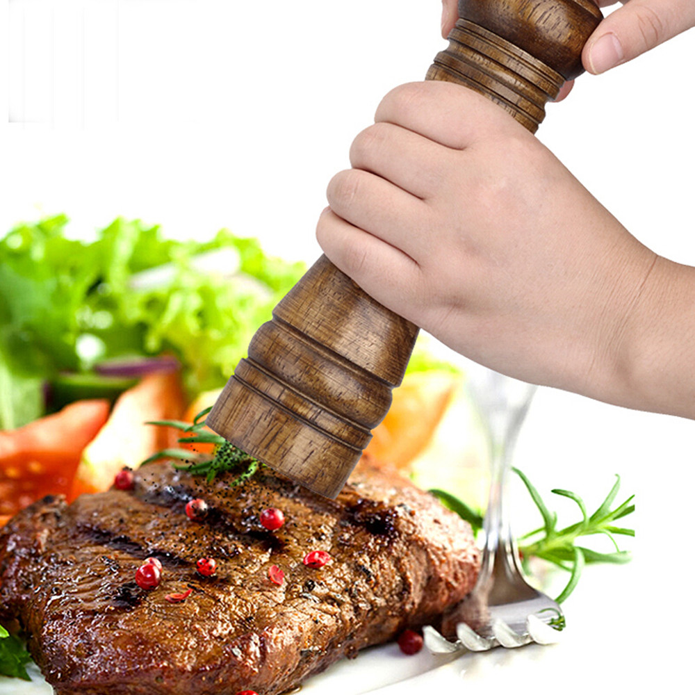 1 stk 5/8/10 tommer peber krydderi møller madlavning gadgets eg træ håndholdt peber salt kværn krydderier sæt til ktitchen bbq værktøjer