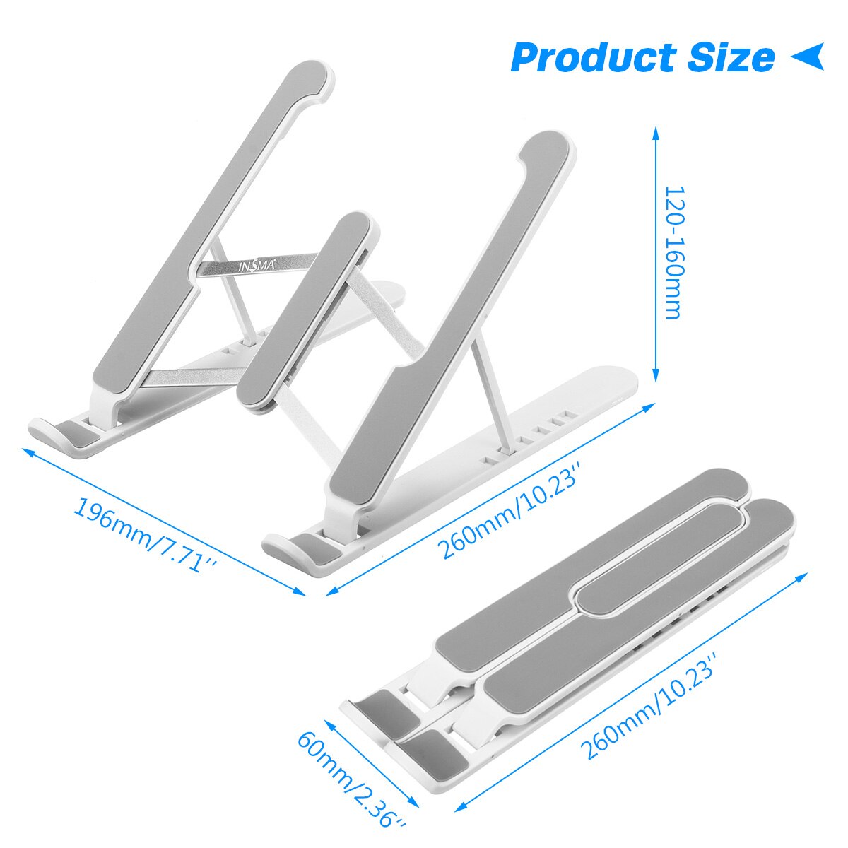 Insma P1 Pro Opvouwbare Abs & Aluminium Foldabl Laptop Tablet Stand Draagbare Desktop Houder Verstelbare Laptop Accessoires