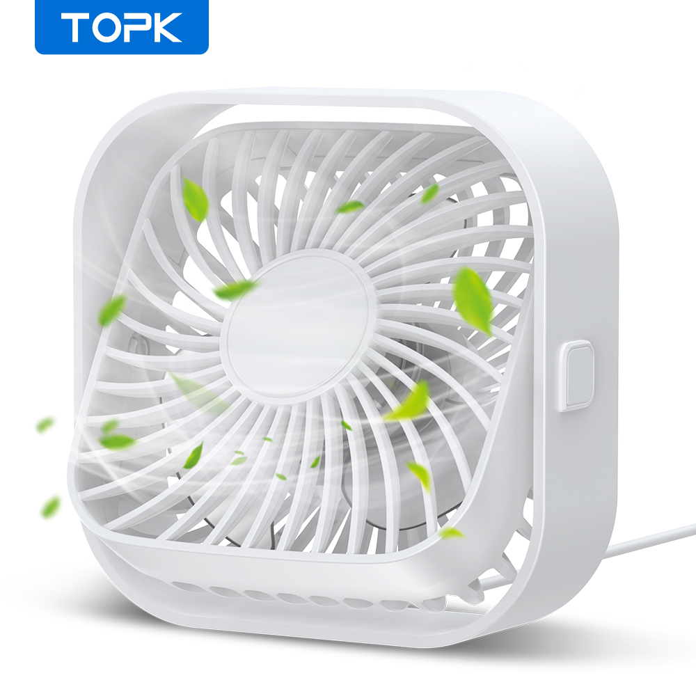 TOPK Mini ventilateur Portable USB ventilateur de bureau Table flux d'air fort et fonctionnement silencieux 3 vitesses vent 360 ° Ventilateurs sur pied rotatifs pour chambre maison: Rouge