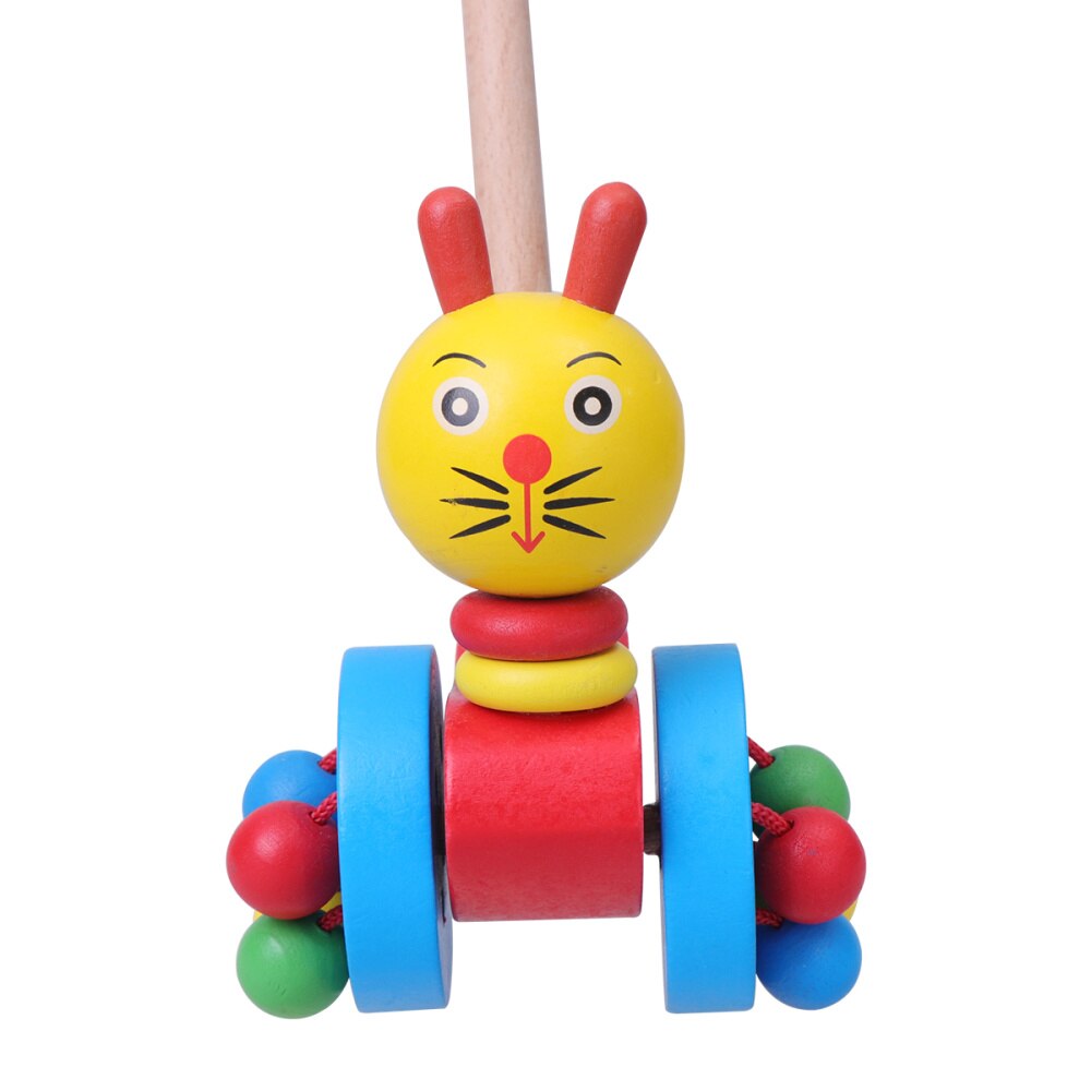 Baby Pushing Cart Toys Cartoon Carts Baby Walker Wooden Carts Toys Push Rod Cart Toys )