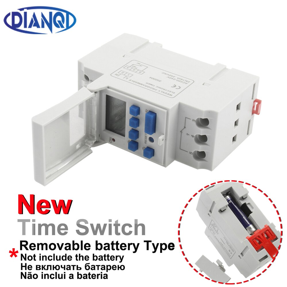 1Pc Type 220V Digital LCD Power Timer Programmable Time Switch Relay tp8a16 Weekly Timer No Battery Stable Timer Switch