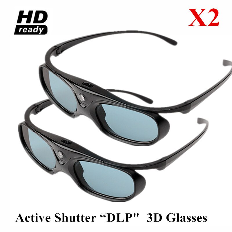2x aktive lukker 96-144hz genopladelige 3d briller til benq acer  x118h p1502 x1123h h6517 abd  h6510bd optoma jmgo xgimi projektor: Sort  x 2