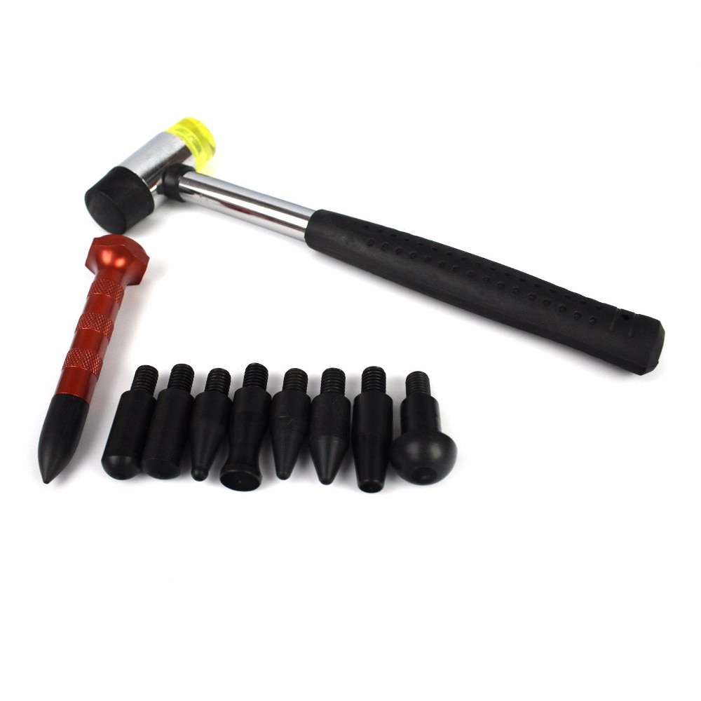 Verveloos Dent Repair Hail Removal Tools Kit Tap Down Pen met 9 Heads PDR Gereedschap Set prijs PDR gereedschap kit