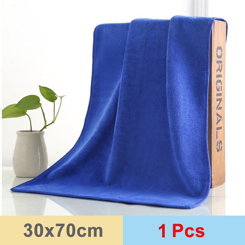 30x70 CM Car Wash Microfiber Towel Car Cleaning Drying Cloth Hemming Car Care Cloth Detailing Car Wash Blue purple/gray Towel: blue 30x70x1pcs