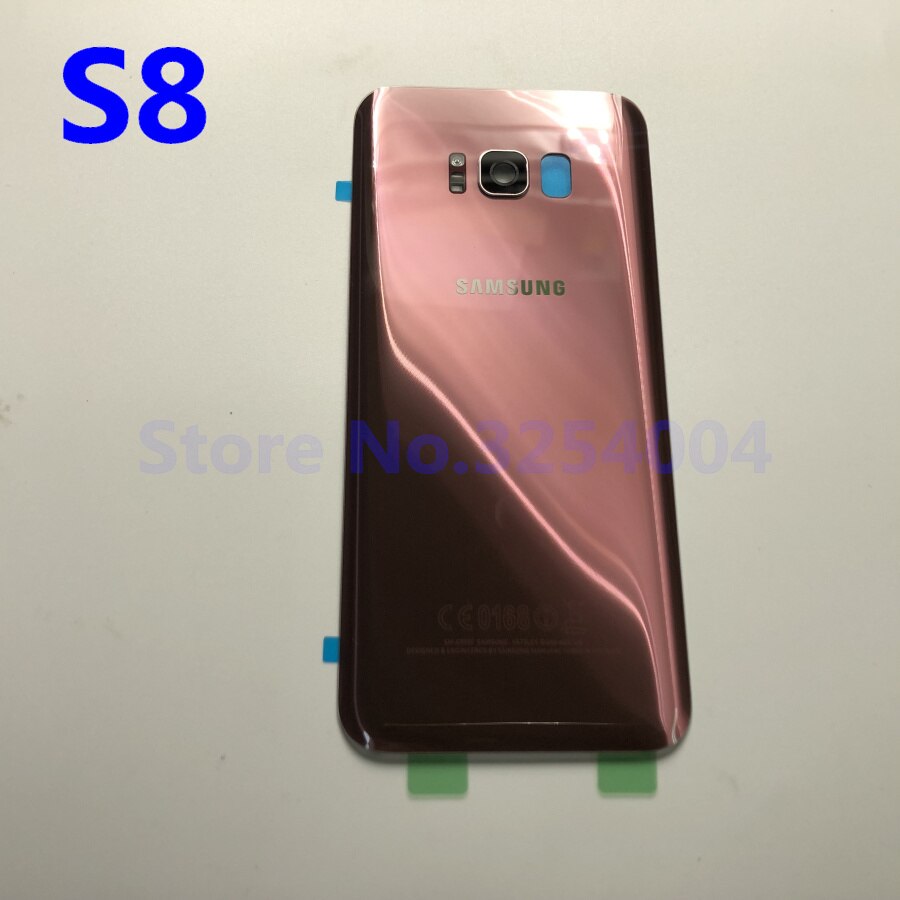 Tapa trasera de la batería funda para Samsung Galaxy S8 G950 S8 + G955 S8 Plus cubierta trasera de cristal + adhesivo + Marco de lente de cristal de la cámara: S8 Pink