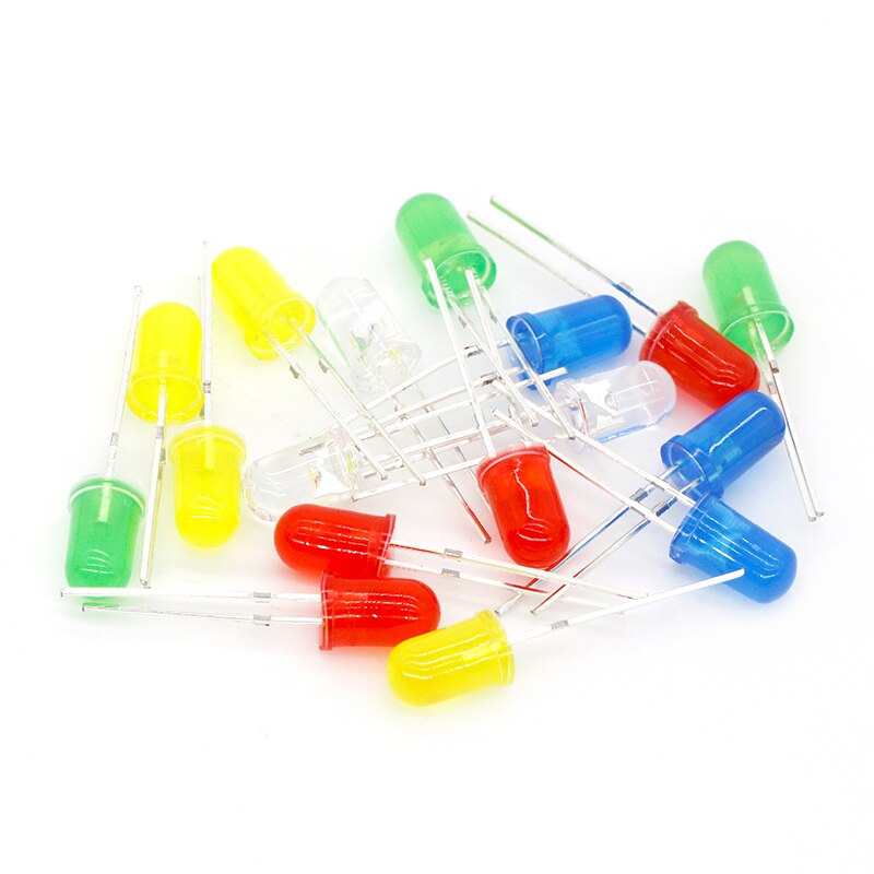 100 stücke 5mm LED diode Licht Assorted Kit DIY LEDs Set Weiß Gelb Rot Grün Blau elektronische diy kit