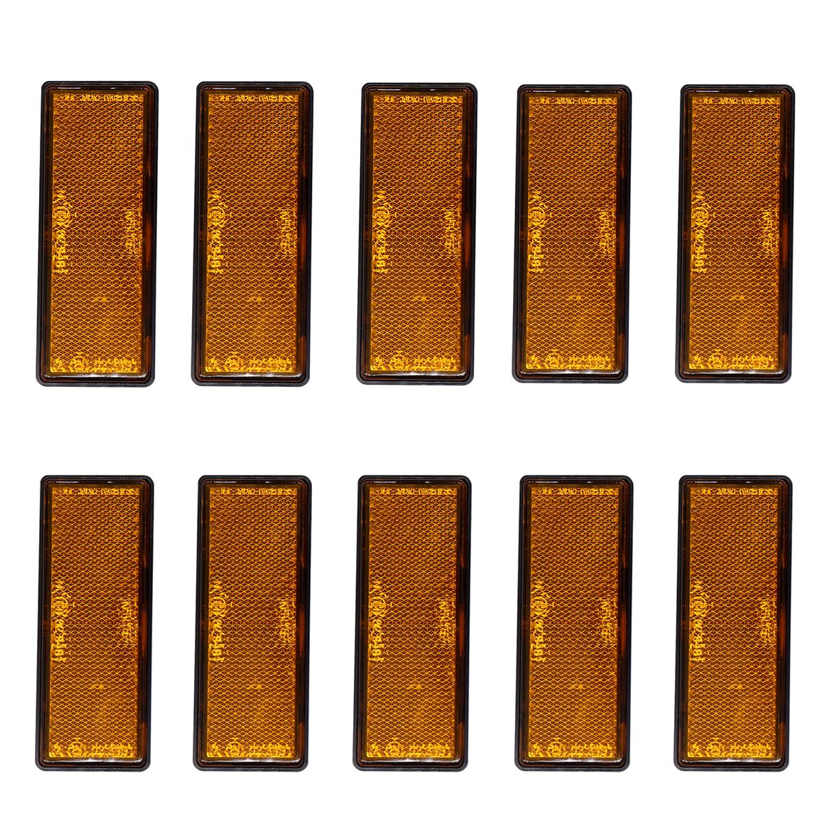 10PCS amber rectangular reflector self adhesive ECE Approval reflect strip for trailer truck lorry bus RV caravan: Default Title