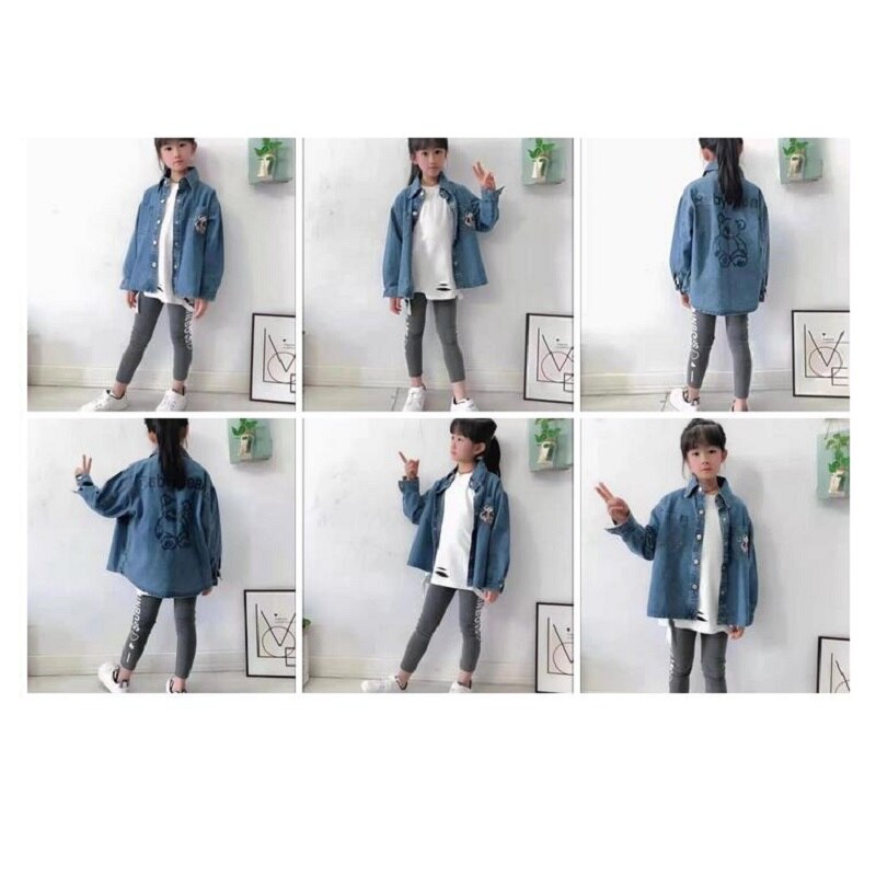 2022 primavera abbigliamento per bambini bambini Casual giacca di Jeans lunga ragazze Jeans cappotti camicia per ragazze Denim capispalla Costume 100-150CM