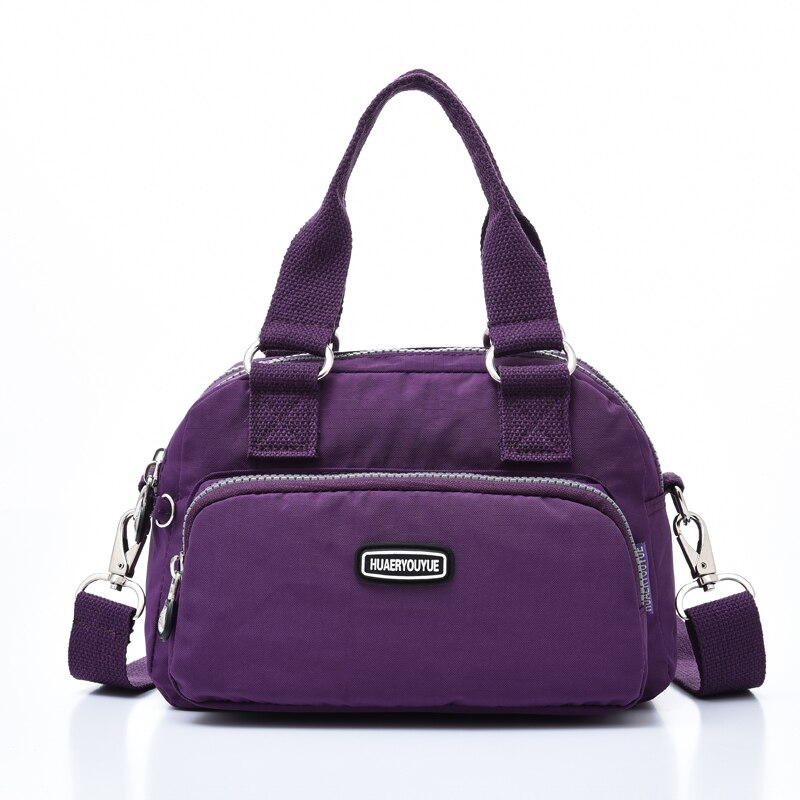 Bolsa transversal de náilon feminina, bolsa da moda, feita de náilon, impermeável, tipo bolsa de mensageiro, de ombro, casual: ROXO