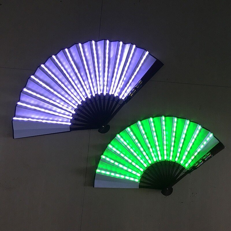 LED Fan Dancing Lights Fans Night Show DJ Fluorescent Costumes Bar Wedding Birthday Party Christmas Decoration
