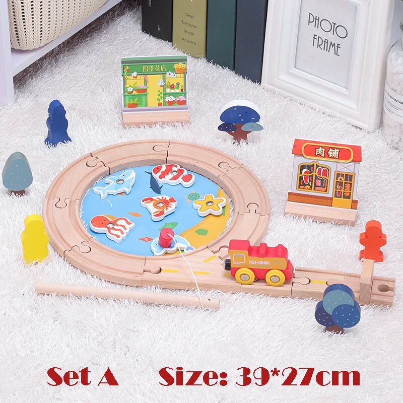 1Set Beech Wood Railway Vehicle Toys Accessories Wooden Track Assembled Educational Toys Fit All Wood Track Biro Toys for Kids: SET A