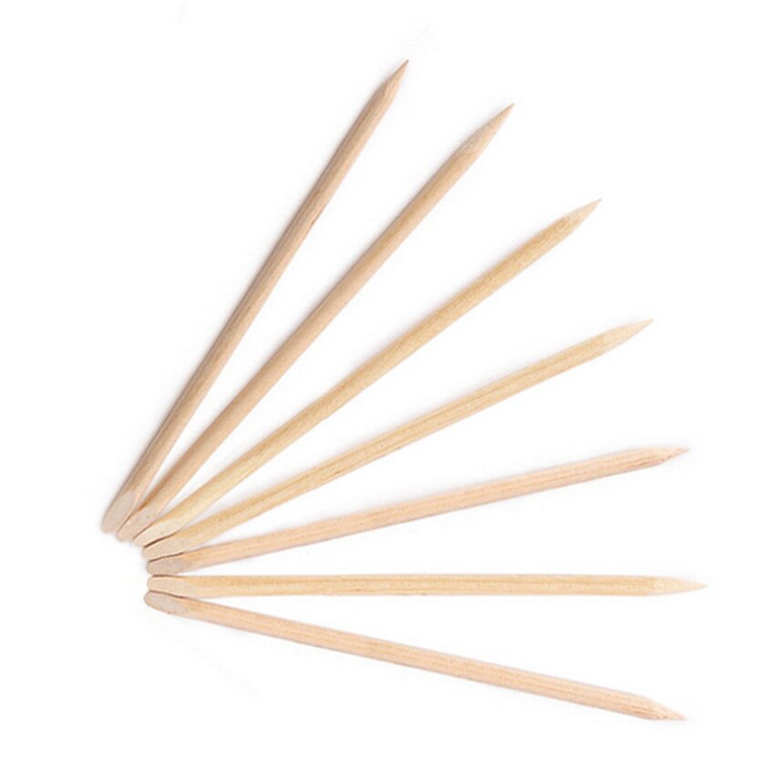 Houten stokjes nagelkunst manicure nagelriemduwer remover tweeweg nagelverzorgingstool stippen houten stokje , 10 stuks/lot