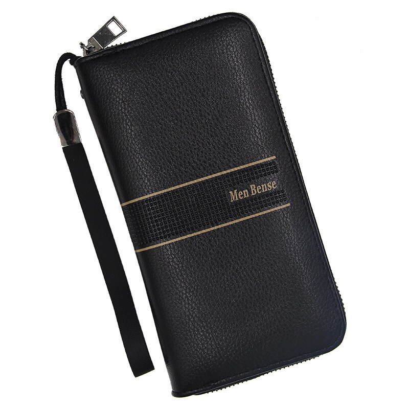 Men Long Wallet Men Zipper Purse for Men Coin Purses Clutch Male Portefeuille Wallets portefeuille homme: 888-3 Black