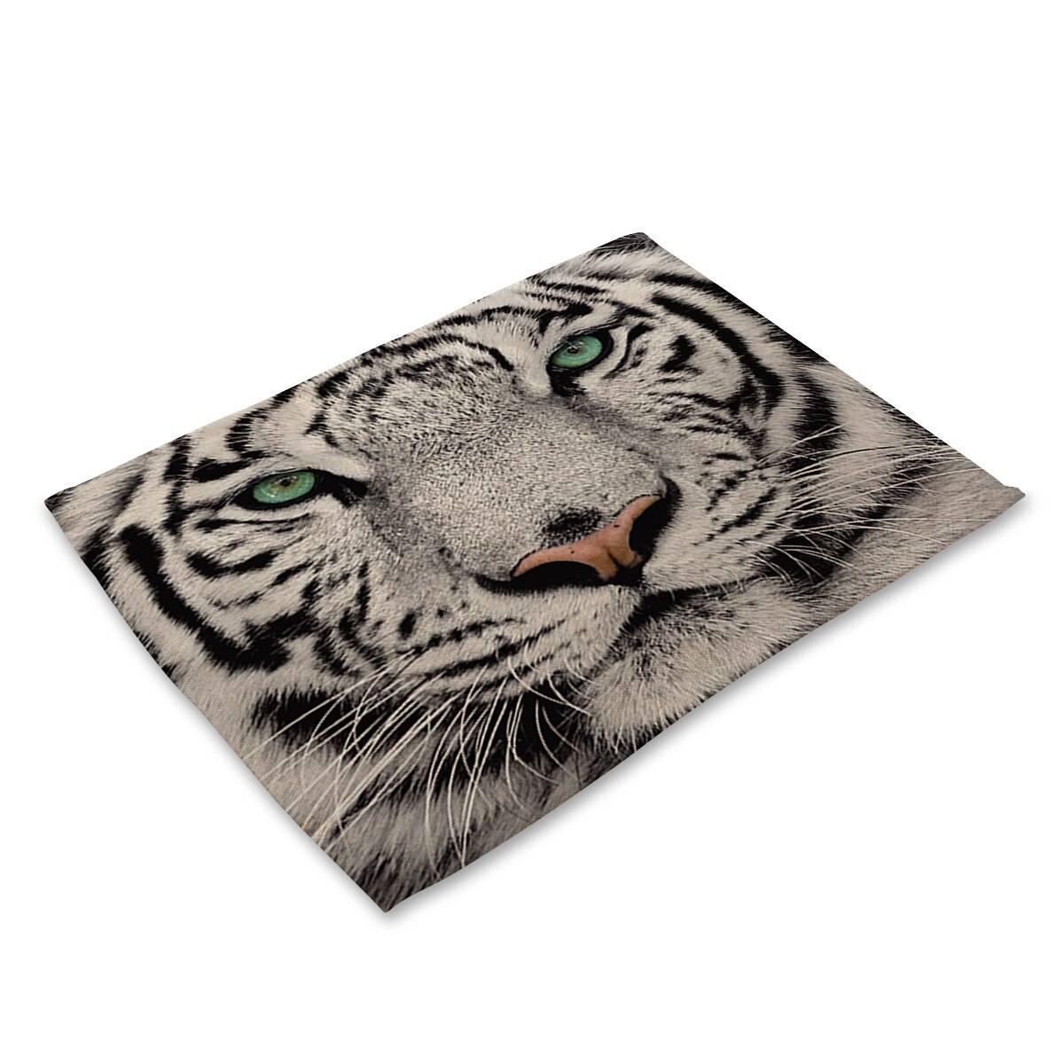 Cotton Linen Art Food Placemat for Dining Table Animal Face 3D Printing Kitchen Accessories Cup Coaster Cat Dog Desgin Mat: Animal Face 05