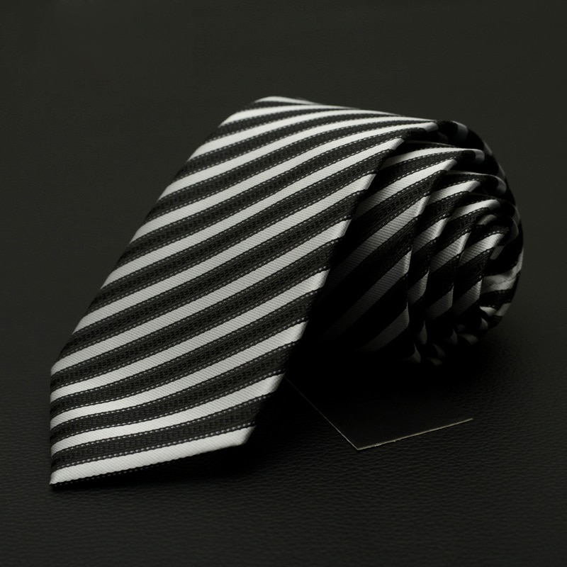 Zwart Wit Gestreepte Stropdassen voor Mannen 7 cm Mode Nek Stropdas Bedrijf Stropdas voor Pak Beroep Interview kantoor Stropdas