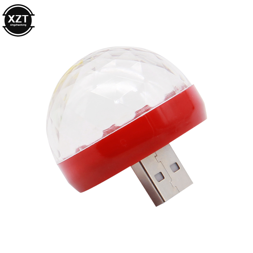 Luz de ambiente de coche controlado por voz por USB, lámpara de escenario para DJ, Bola de discoteca, para teléfono Android de Apple: Rojo