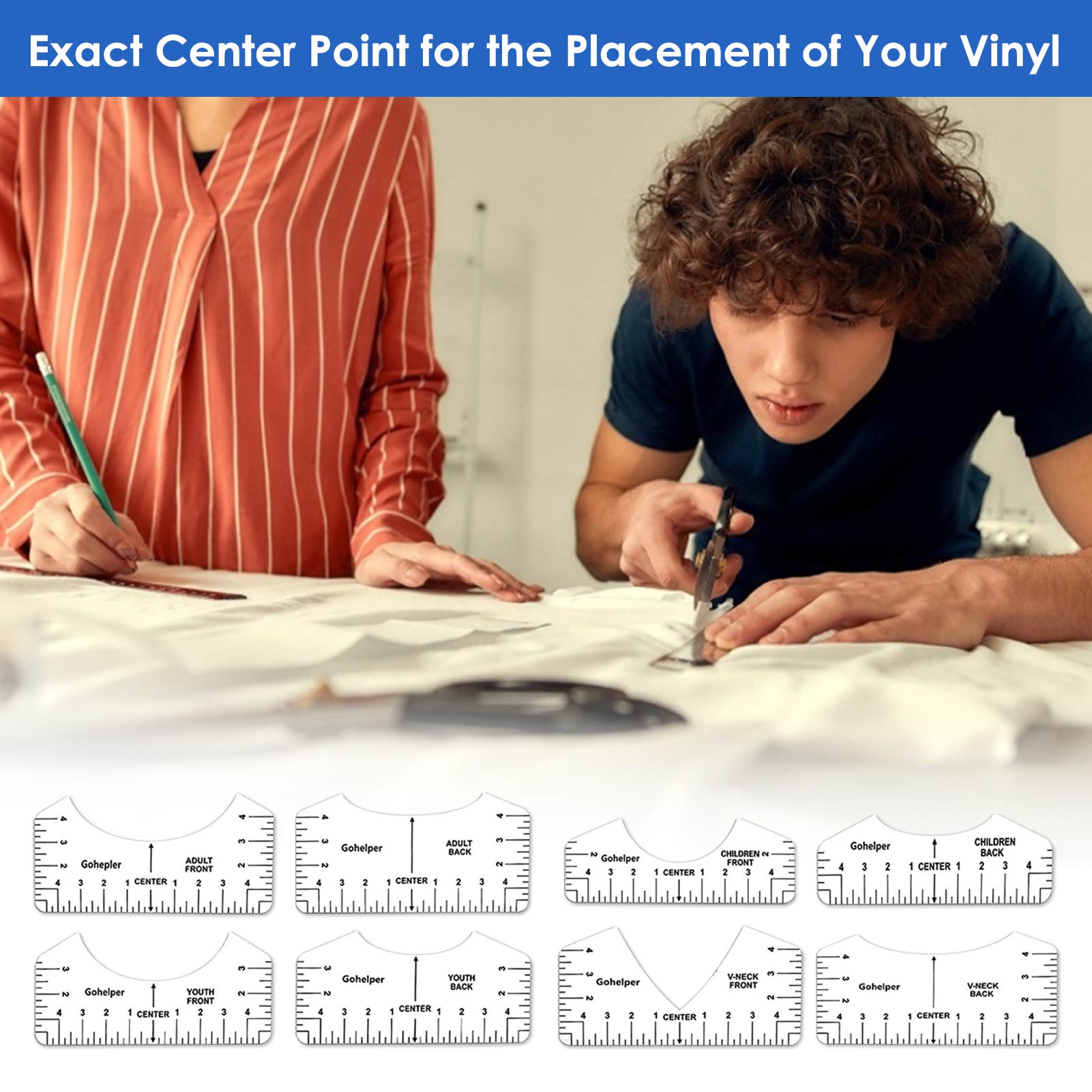 8Pcs T-shirt Guide Ruler V Neck Alignment Tool Tee Designing Guide Tool