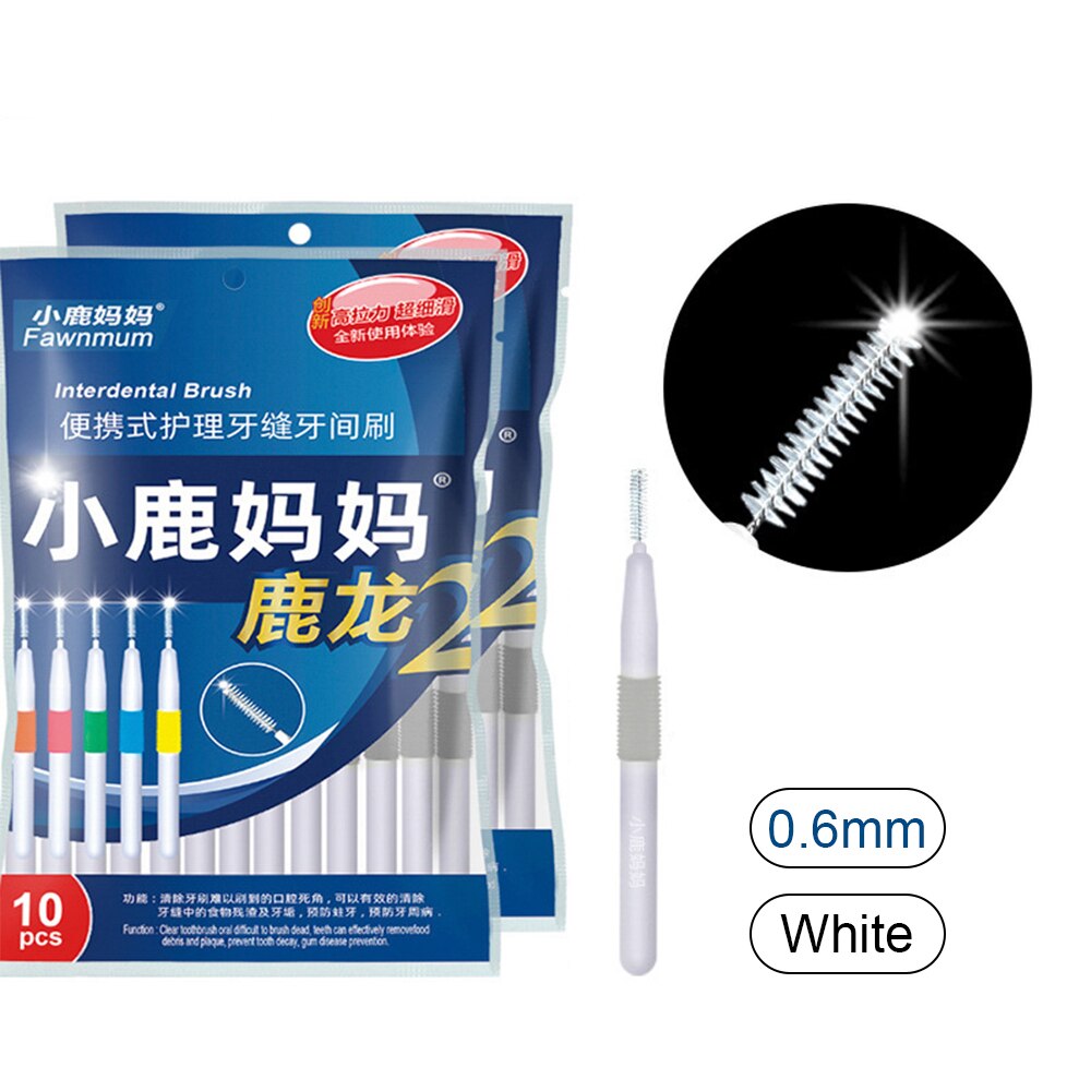 10 Stuks Rager Twee-Kleur Haren Volwassen Tandenborstel L-Vorm Tandenstokers Bretels Borstel Schoon Tand Oral Care tool: 0.6MM