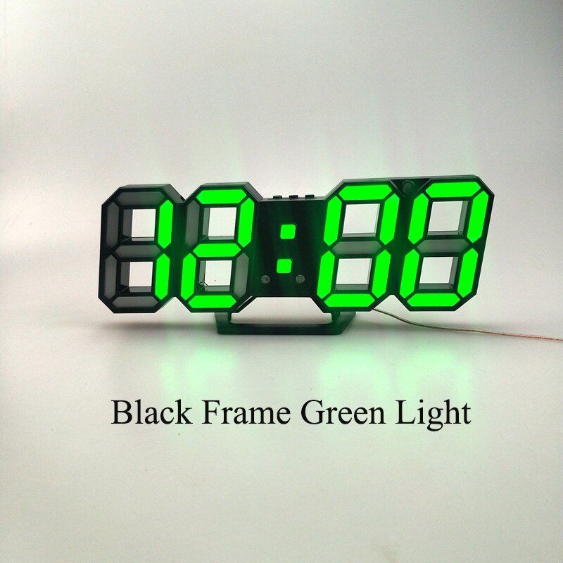3d led vægur moderne digital ur ur vækkeur nat lys ur dekorere til hjemmet stuen: Grøn b