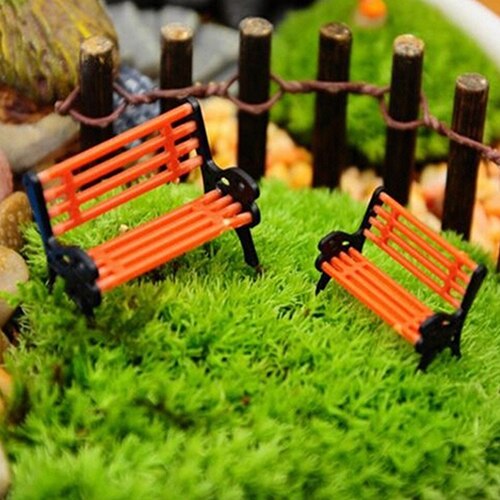 Mini Garden Ornament Miniature Park Bench Craft DIY House Decor Bench Model