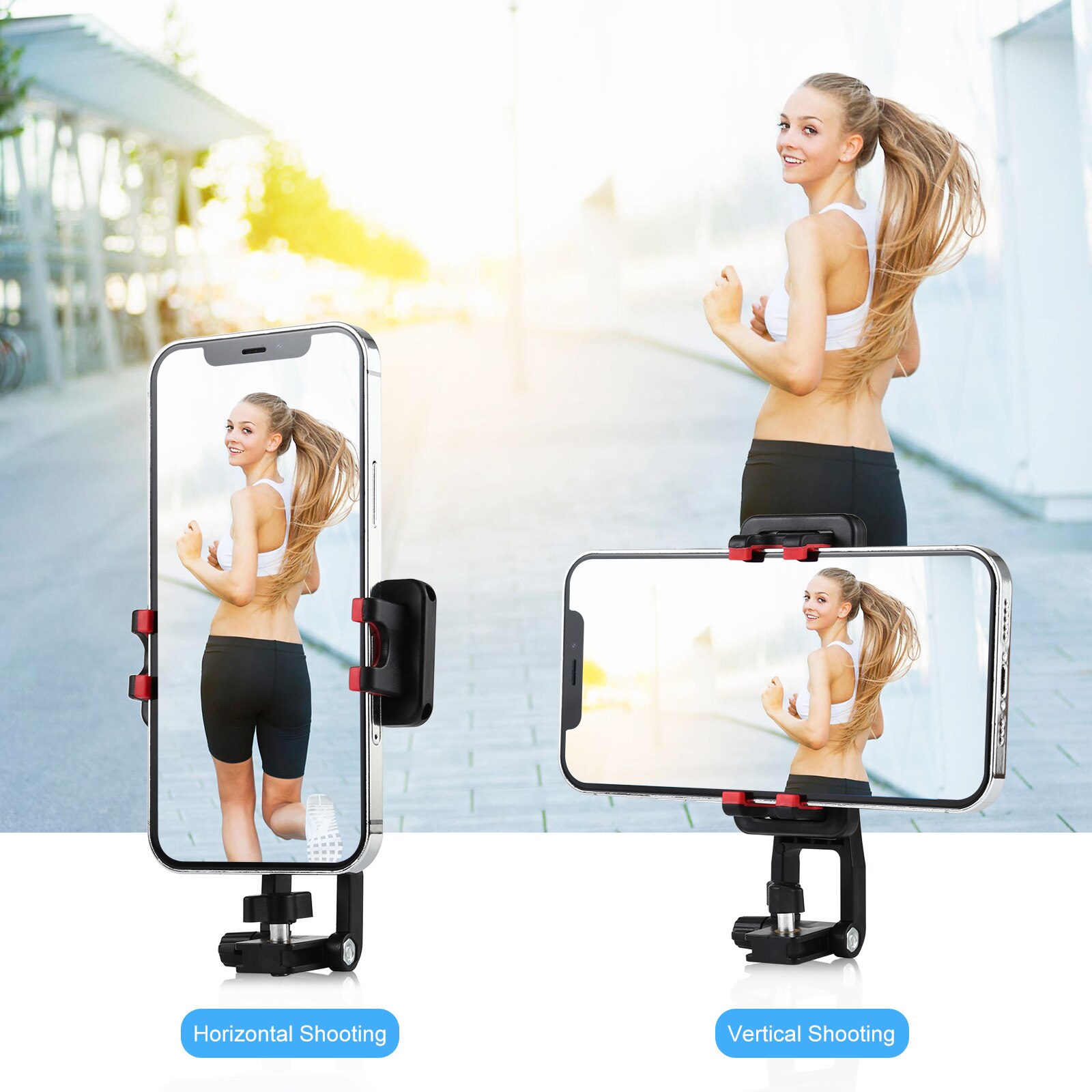 PULUZ supporto per morsetto ABS verticale rotante orizzontale a 360 gradi c per iPhone/Galaxy/Huawei/Xiaomi/HTC/Google