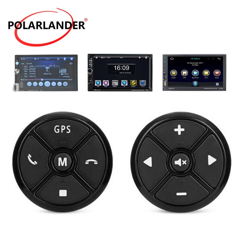 Universal Car Steering Wheel Control Key Music Wireless DVD Radio Remote Control GPS Navigation Buttons Black For Stereo Player