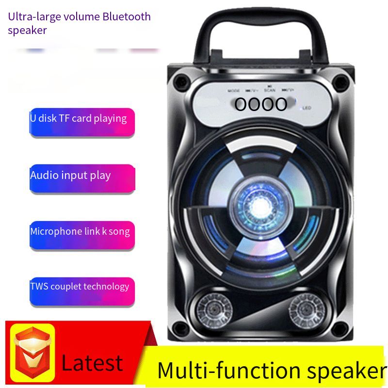 Bluetooth-Compatibel Luidspreker Wireless Sound Systeem Bass Stereo Met Led Light Ondersteuning Tf Card Fm Radio Outdoor Sport reizen