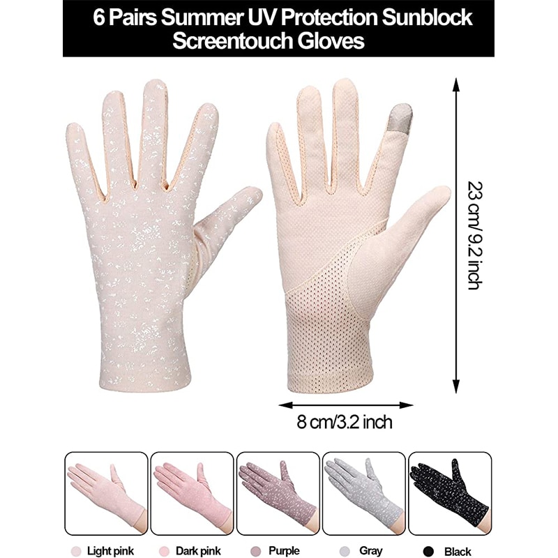 Kvinder sommer anti-slip berøringsskærm elastiske tynde handsker bomuld solbeskyttelseshandsker