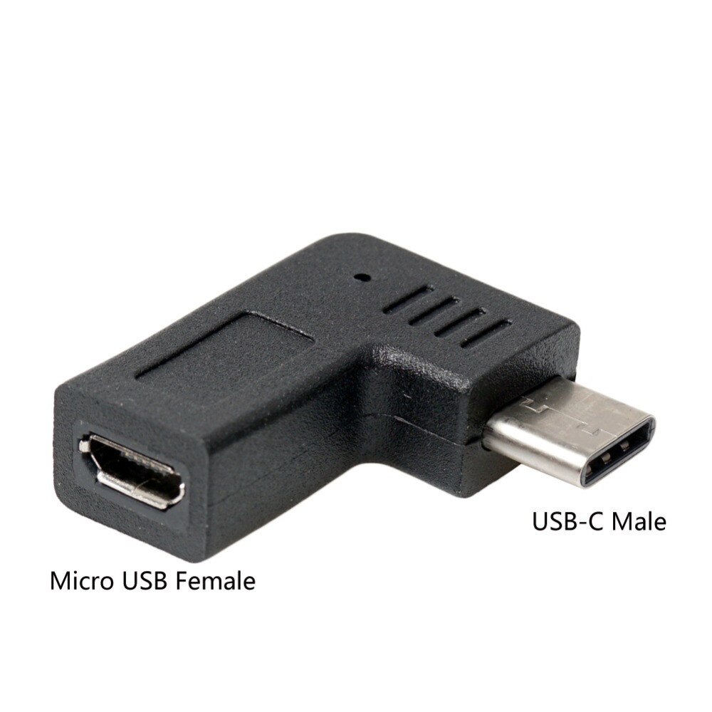 Venstre høyre vinkel micro usb hann til type-c hun til microusb hann 90 graders type c ladningsadapter micro usb usbc omformer: Venstre høyre