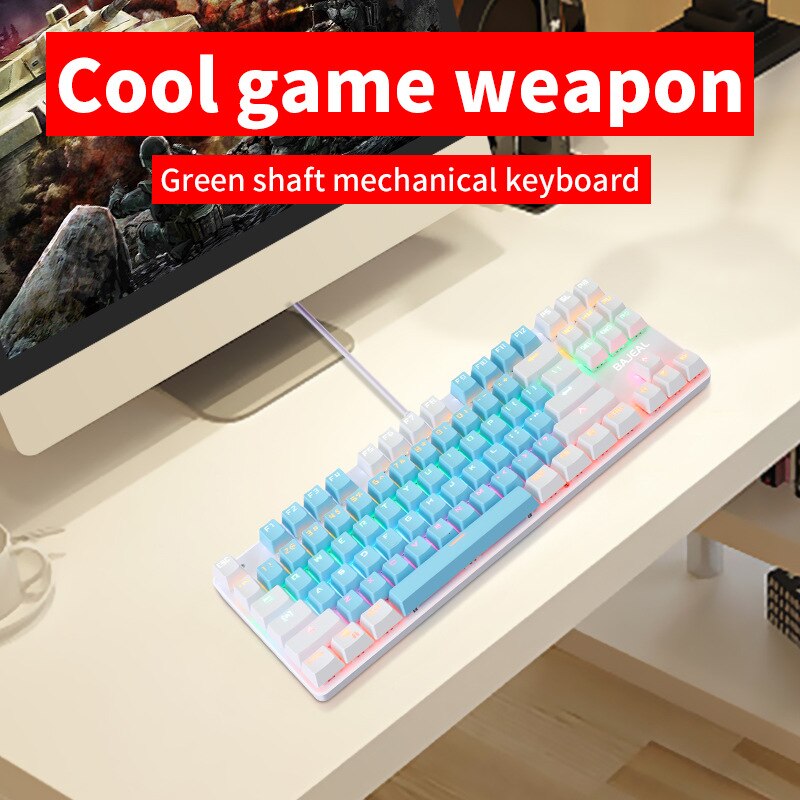 87 Key Gaming Mechanical Keyboard Doubleshot Keycaps Blue Axis Office Business Mechanical Keyboard for Notebook Tablet Computer