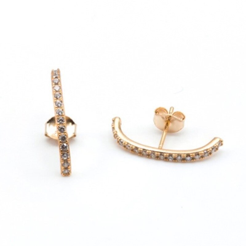 Roxi 925 Sterling Zilver Stud Oorbellen Voor Vrouwen Party Voorkomen Allergie Geometrische Bar Earring Kleine Kristallen Oorbellen Koreaanse: Rose Gold