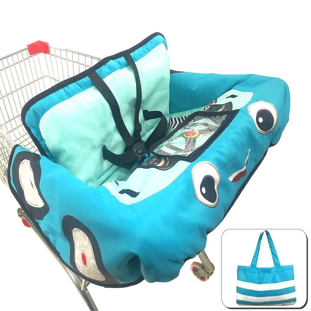 Coussin Portable avec poches pour supermarché | Coussin pour chariot de courses, Protection de la chaise de salle à manger, sécurité pour voyage, soins pour enfants: Blue