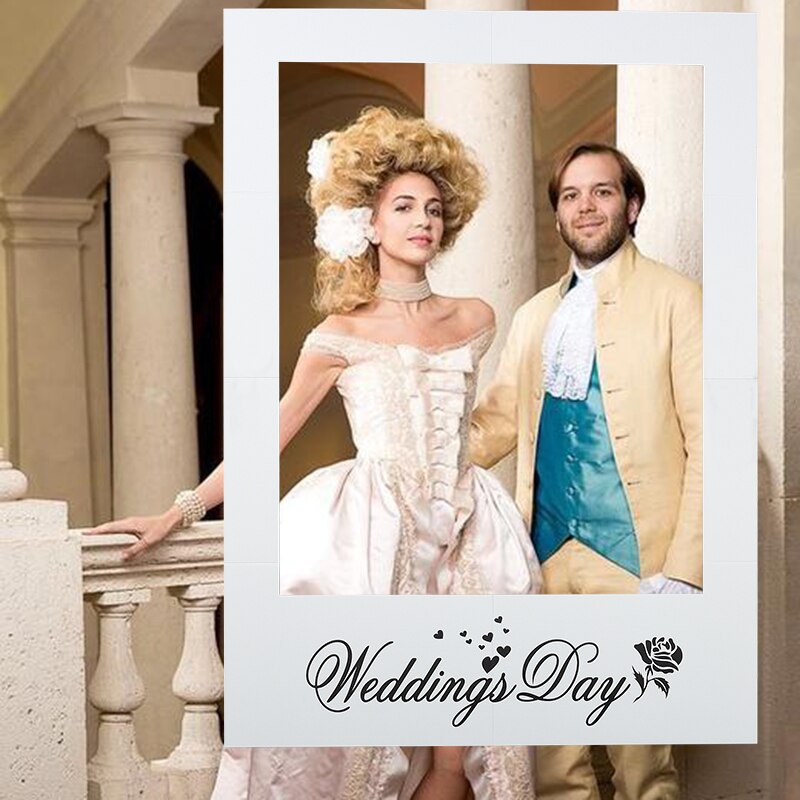 Bruiloft Dag Photo Booth Frame Weding Anniversary Mooie Selfie Prop Diy Wit Wedding Party Leeg Decoratie Photobooth Props