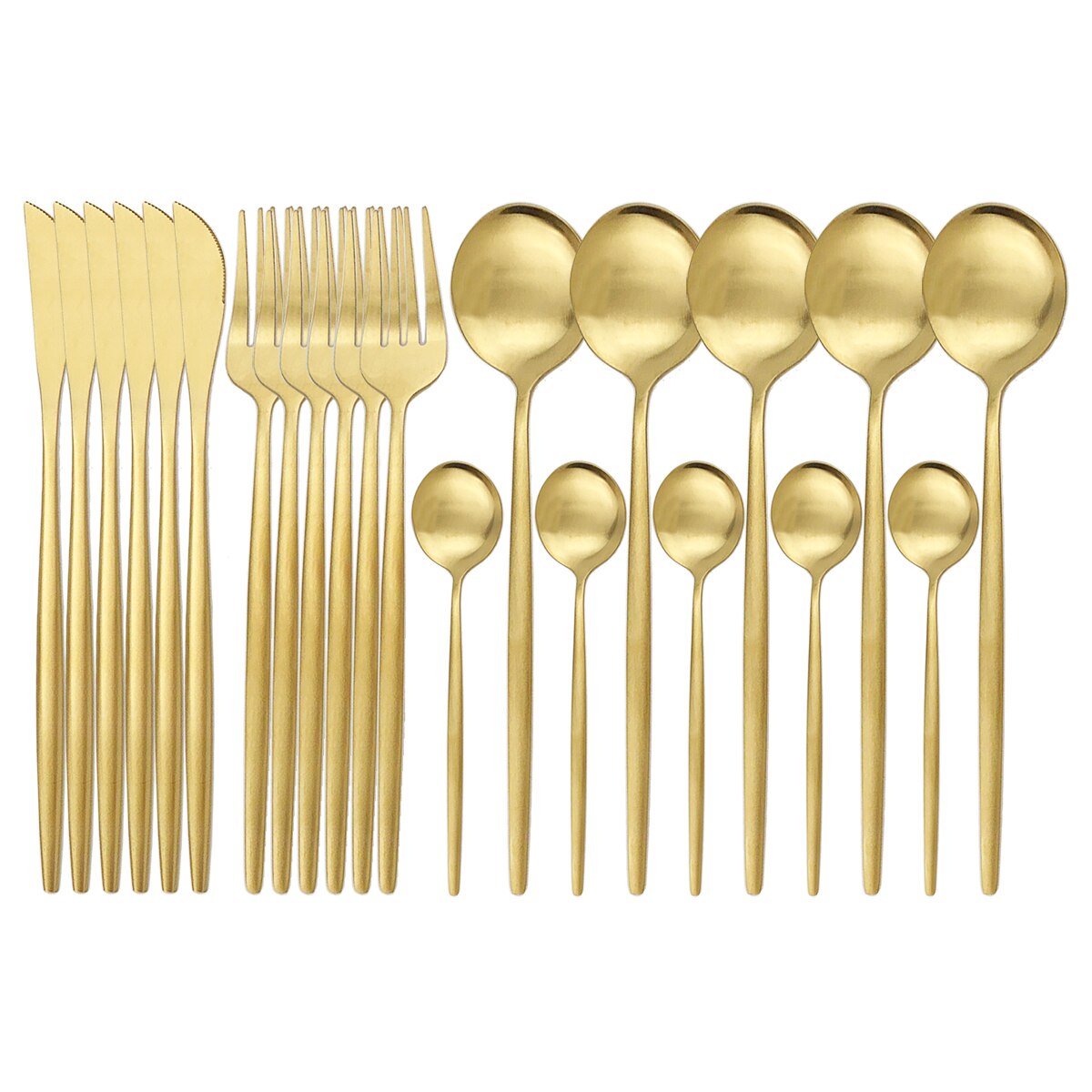 24 stuks /48 stuks zilveren bestekset 304 roestvrijstalen besteksets mes vork lepel serviesset keuken serviesset bestekset: 1 set / Goud