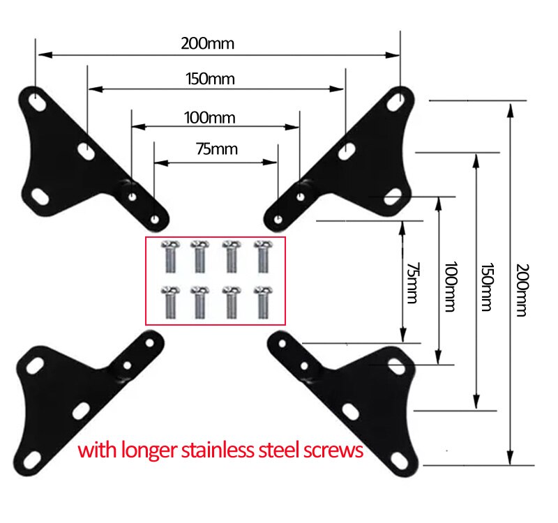 (1 set ) AD100 tv mount lcd bracket holder adaptor extension bar parts VESA100X100 to VESA 200X200: with stainess screw