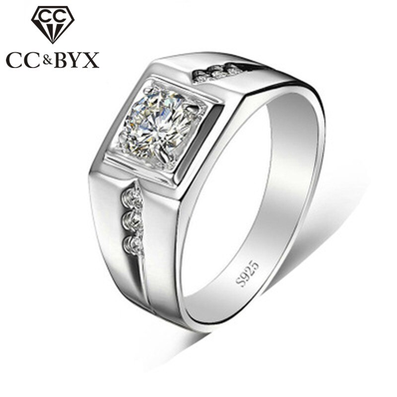 CC Jewelry-anillos de plata 925 para hombre, sortija de compromiso de lujo ajustable, Color oro blanco, CC635