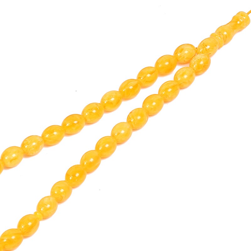 Esb merk gele kleur ovale kralen maat 11*14mm islamitische rozenkrans 33 stuks islamitische tasbih gebedskralen armbanden ia -mr078