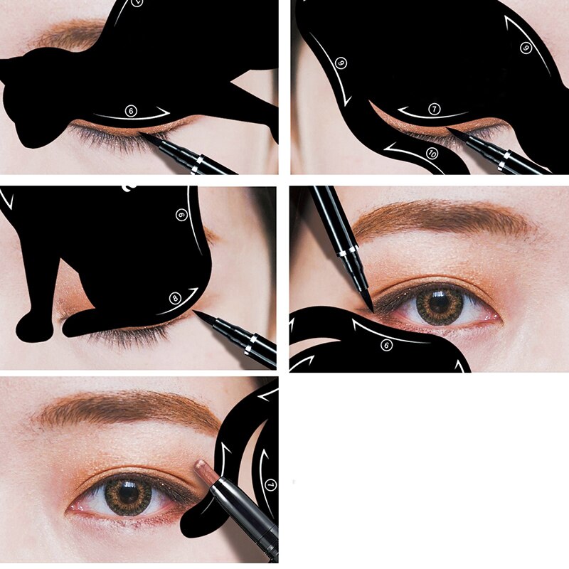 Lot De 2 Pochoirs Eyeliner Cat Eye - Guide Pour Maquillage Smokey Eyes Et Eyeliner Parfait