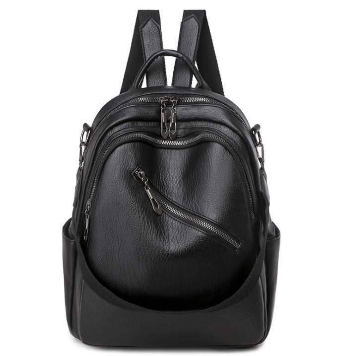 Chuwanglin bagpack sacos de escola adolescentes meninas mochilas de couro do sexo feminino bolsas de ombro bolsa de viagem mochila p50406: Black