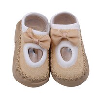 Lente Zomer Antislip Lederen Bodem Baby Schoenen Kinderen Floor Sokken Boog 0-3 Jaar Oud Meisje sokken Baby Care: brown