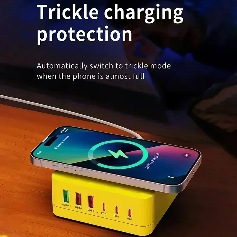 140w gan lader multiport trådløs stasjonær lader usb type  c 100w pps  pd 65w qc hurtigladestasjon for bærbar pc nettbrett telefon